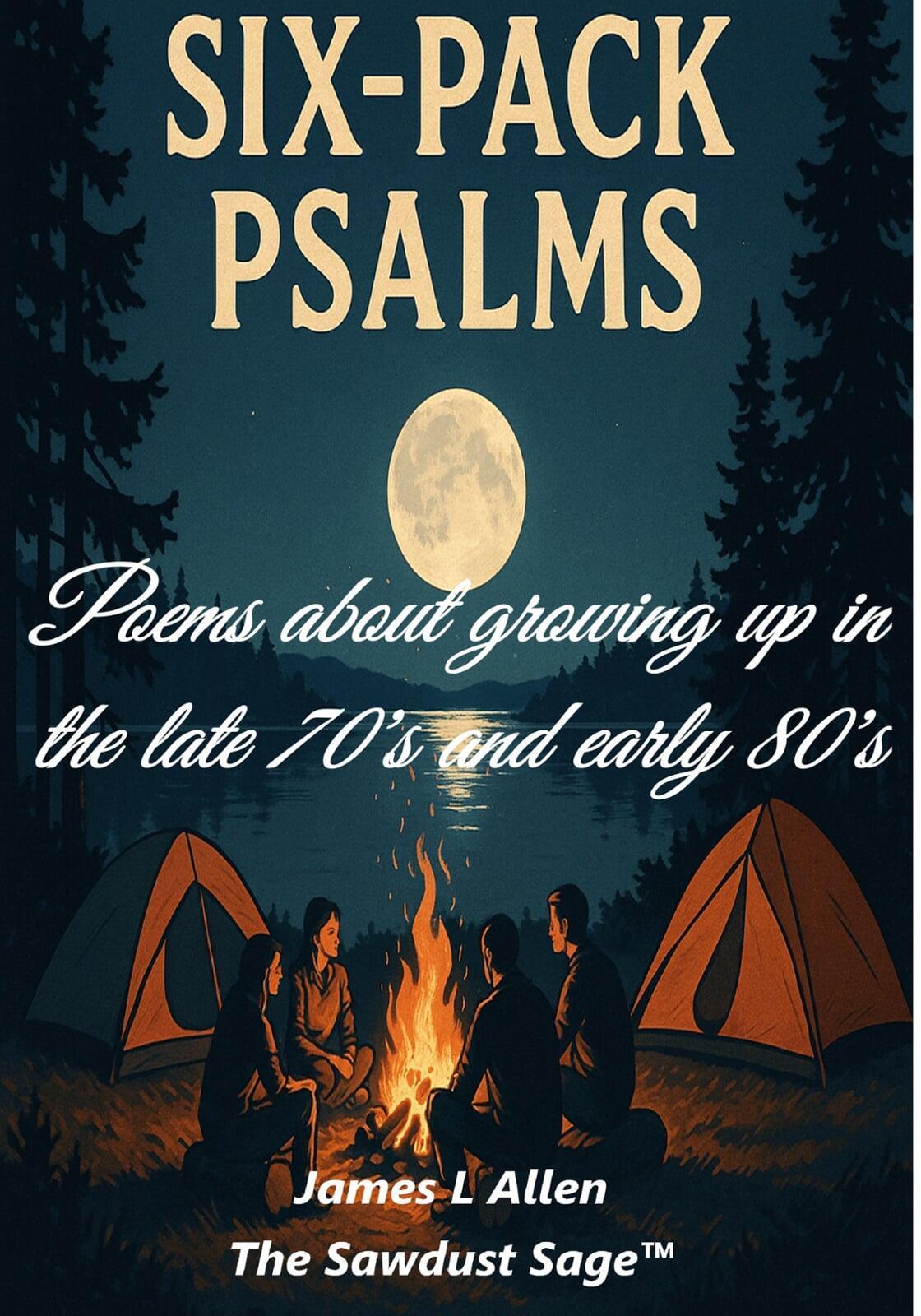 Cover of Six-pack Psalms by James Allen, part of the Sawdust Sage The Barrooms, Beers & Backyard Barbecues Collection