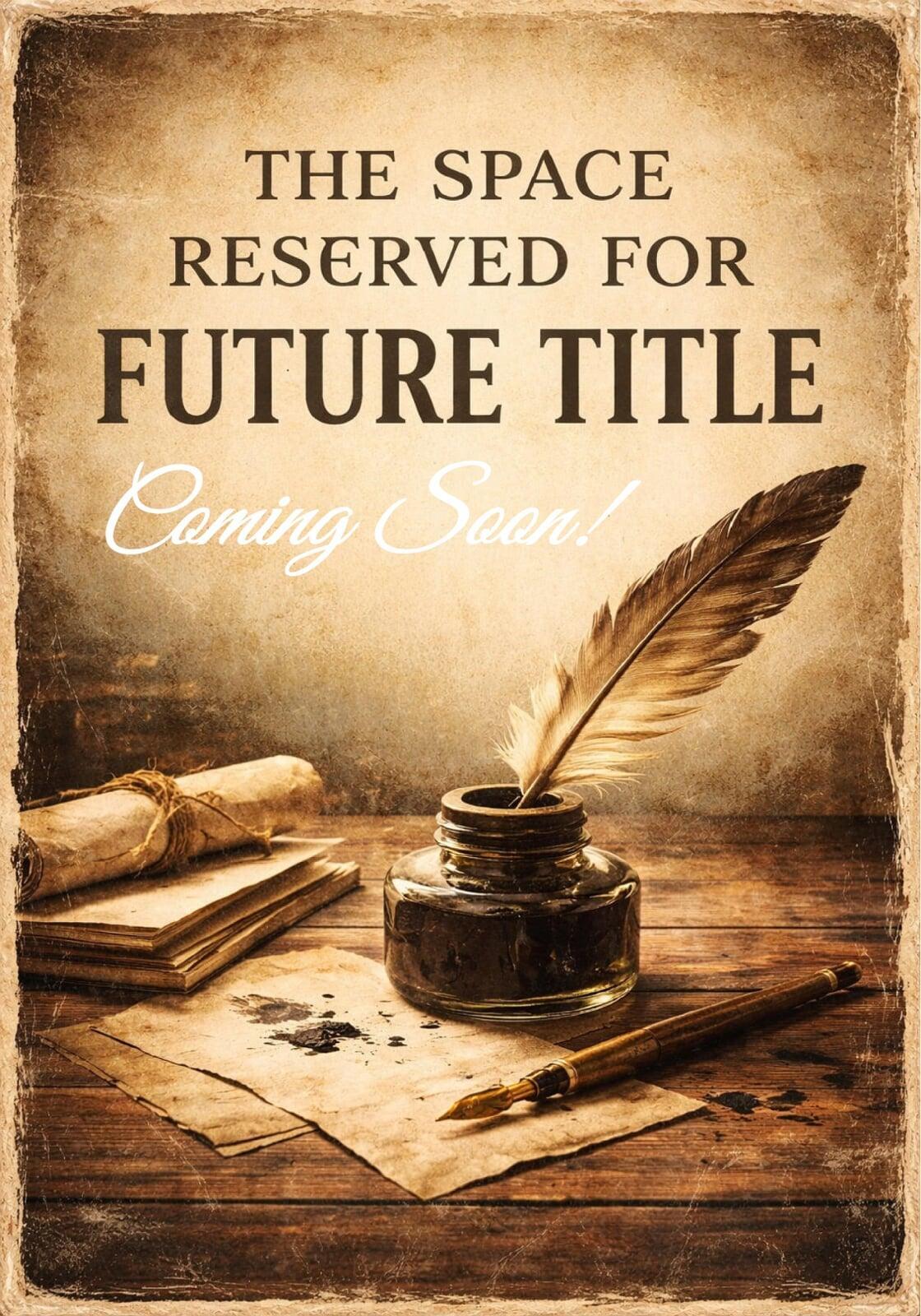 Coming soon placeholder cover for a future Seamus Ailin title, featuring a vintage writing desk with quill pen, inkwell, and parchment.